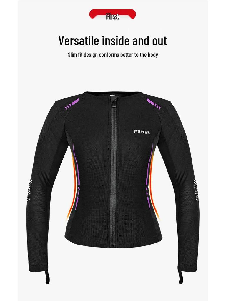 FEHER Soft Armor Summer Motorcycle Riding Suit - Breathable, Ventilated Protective Gear Top