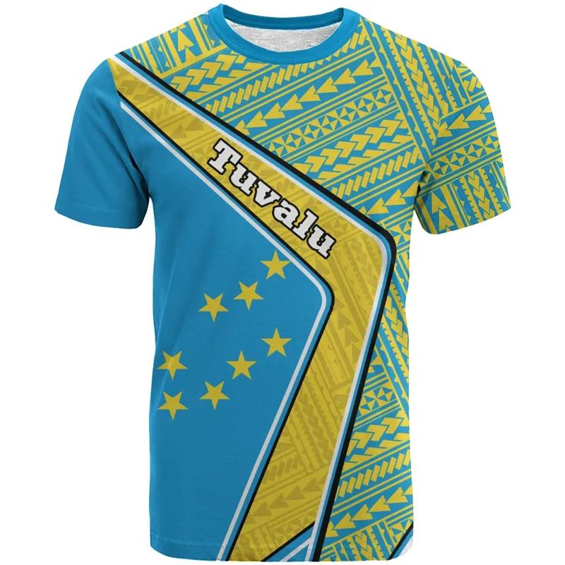 Tuvalu Men's T-shirts Casual Loose Round Neck TV National Flag Short Sleeve Tees Tops Clothing Oversized Tee Shirts Streetwear