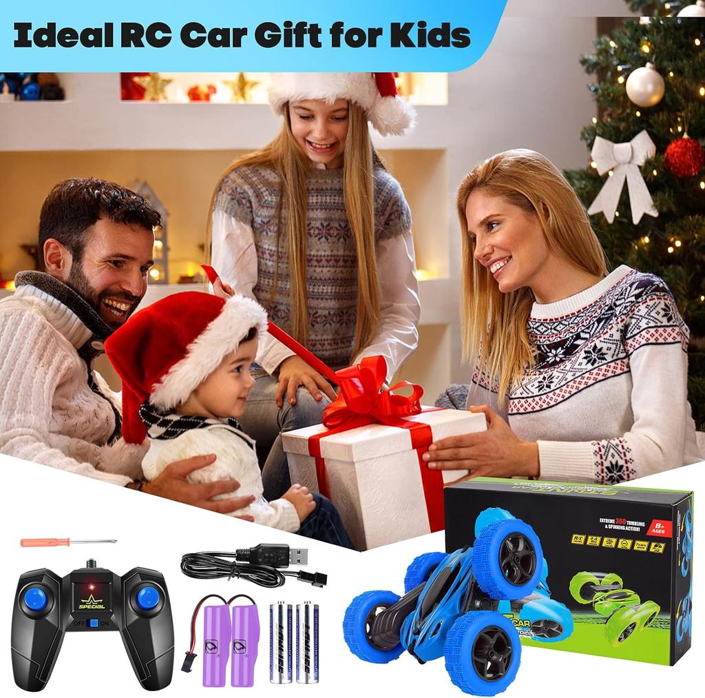 Remote Control Car, 4WD RC Cars with Double Sided 360 Degrees Tumbling and Rotating, 2.4GHZ RC Stunt Car with LED