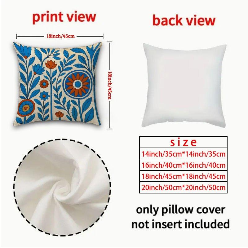 4Pcs Blue Geometric Pattern Digital Printing Pillow Cover Short Plush Suitable Living Rooms Bedrooms Sofas Throw Cushion Cover