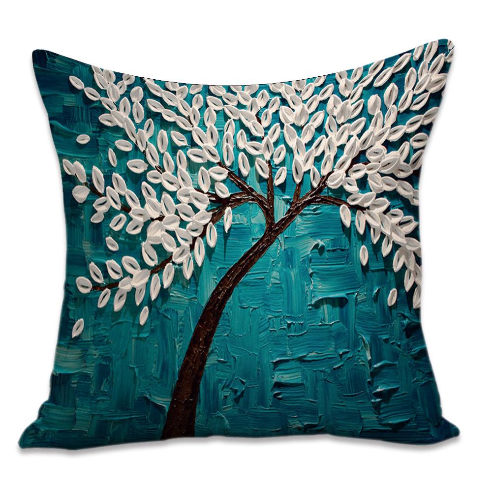 Printed Pillowcase Digital Printed Cotton and Linen Super Soft Peach Leather Velvet Pillowcase Oil Painting Style Pillowcase