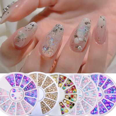 1 cutie Decor 3D pentru unghii Jumătate de perle Schimbare de culoare Mărgele de unghii Perla Semicerc Dimensiuni mixte