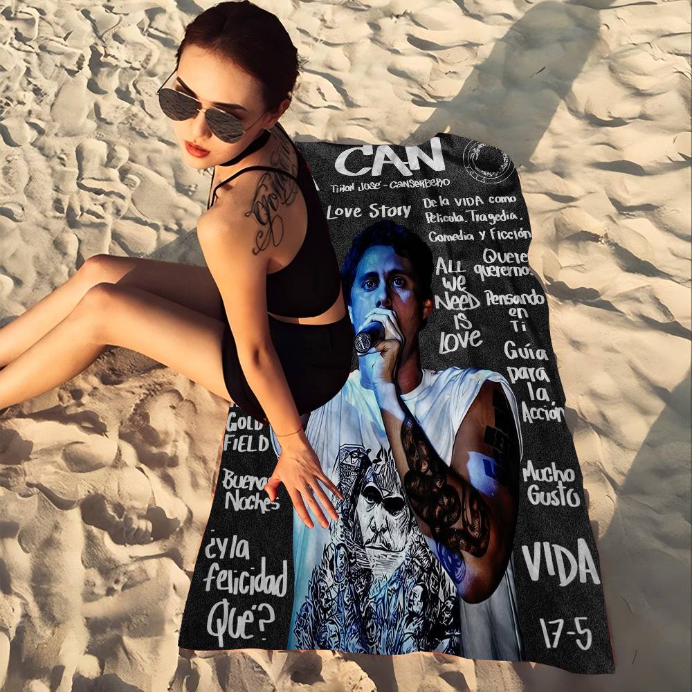 Canserbero Pop Music Singer Star Beach Towel Colorful Bath Towels for Girl Microfiber Quick Dry Sand Free Beach Yoga Spa