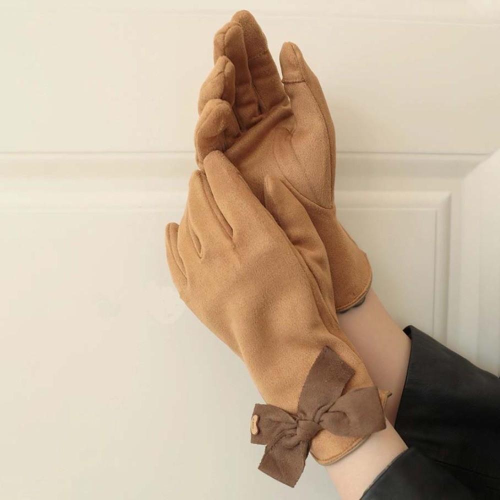 Soft 2 Finger Flip Gloves Bow Windproof Finger Mittens All-Match Women Anti-cold Mittens Skiing
