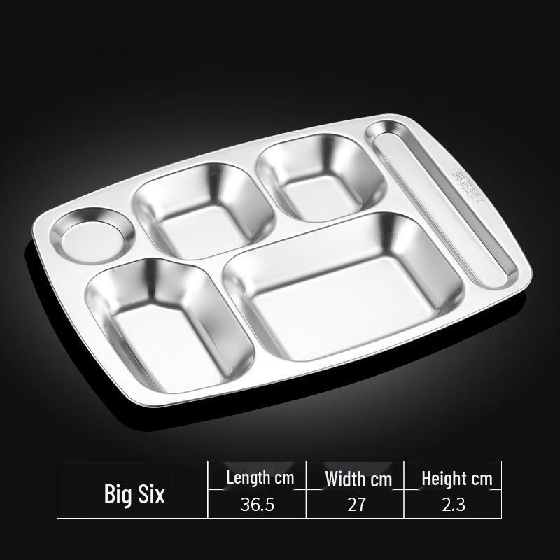 

304 Stainless Steel 6-Compartment Cafeteria Tray