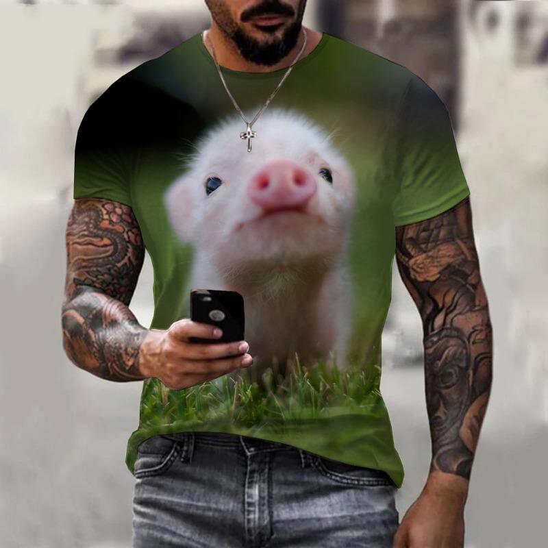 Sommer Herren Rundhals T-Shirt Mode 3D Druck Löwenmuster T-Shirt Mode Freizeit Trend Neues Top Street Fashion Harajuku