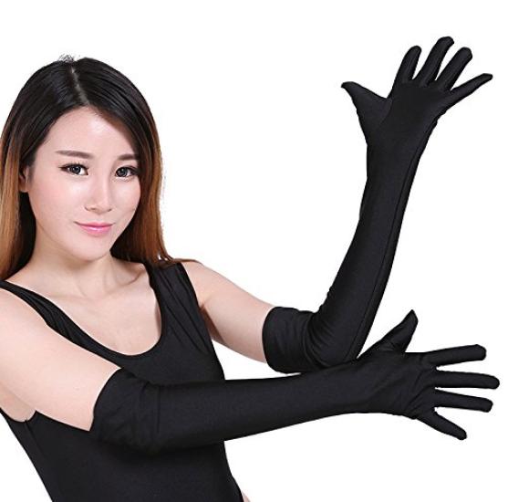 Smooth Knit Long Gloves Cosplay Gloves [Funny Club] (KN02) (Black)