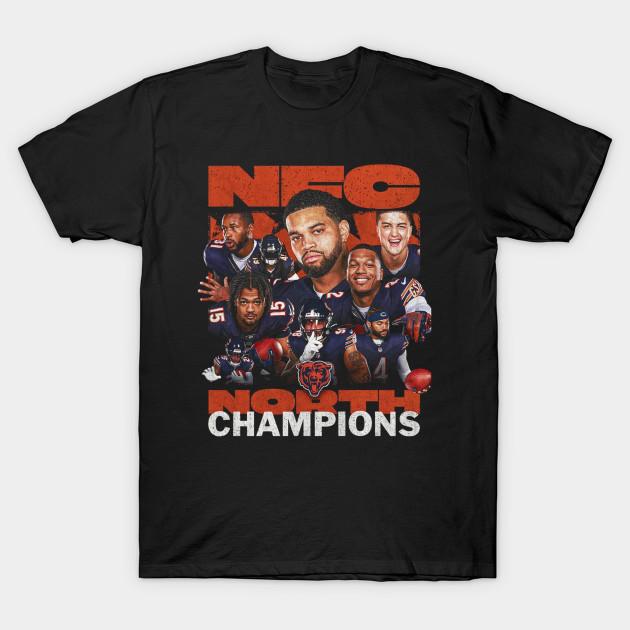 

Men Black Print T-shirt Chicago-Bears-2025-Nfc-North-Champions-Division-2025 No-Cut Transfer Paper Print Cotton Tshirt L чорний