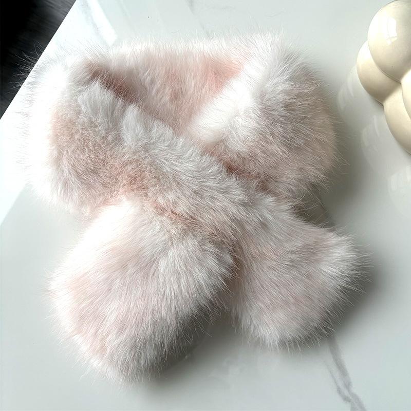 Imitation Fuchs Pelz Schal Winter Einfache Mode Vielseitiger Kreuzschal Pelzkragen Doppelseitig Verdickter Warmer Plüschschal