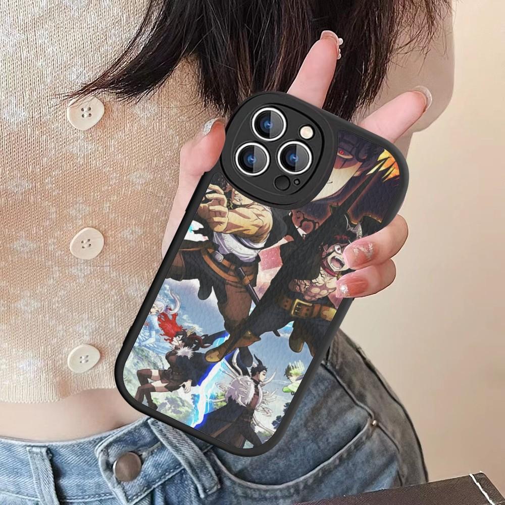 Black Clover Phone Case Hard Leather For IPhone 16 15 14 13 12 Mini 11 14 Pro Max Xs X Xr 7 8 Plus Fundas