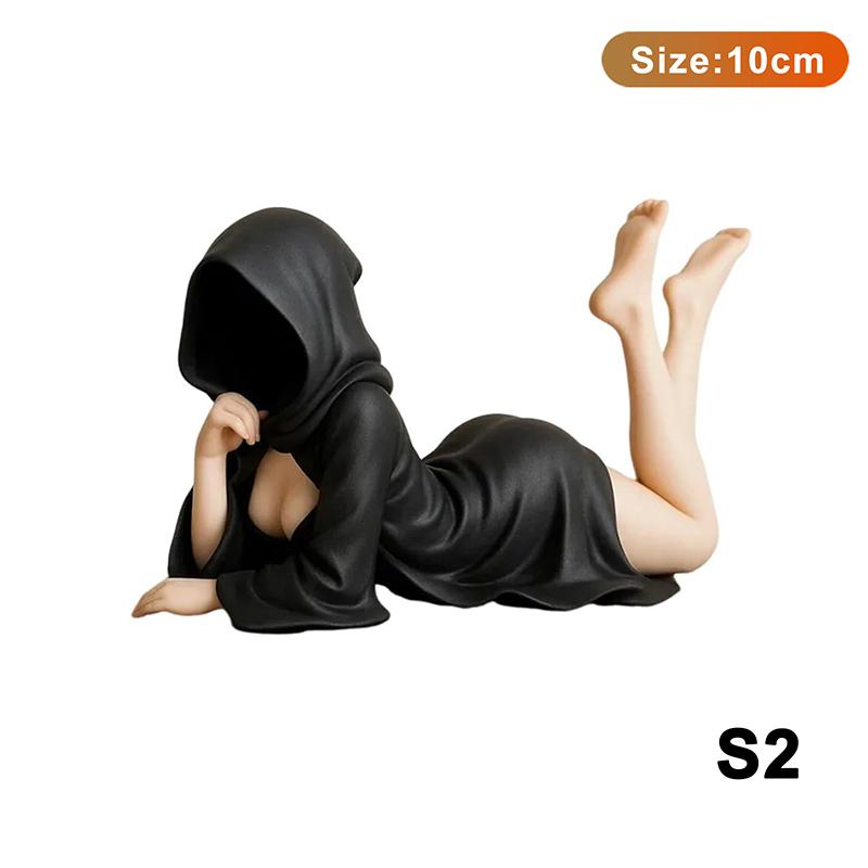 Mysterious Statue Gothic Death Black Robe Queen Figure Bookshelf Sculpture 3D Printed Spooky Sitting Statues Desktop Ornaments