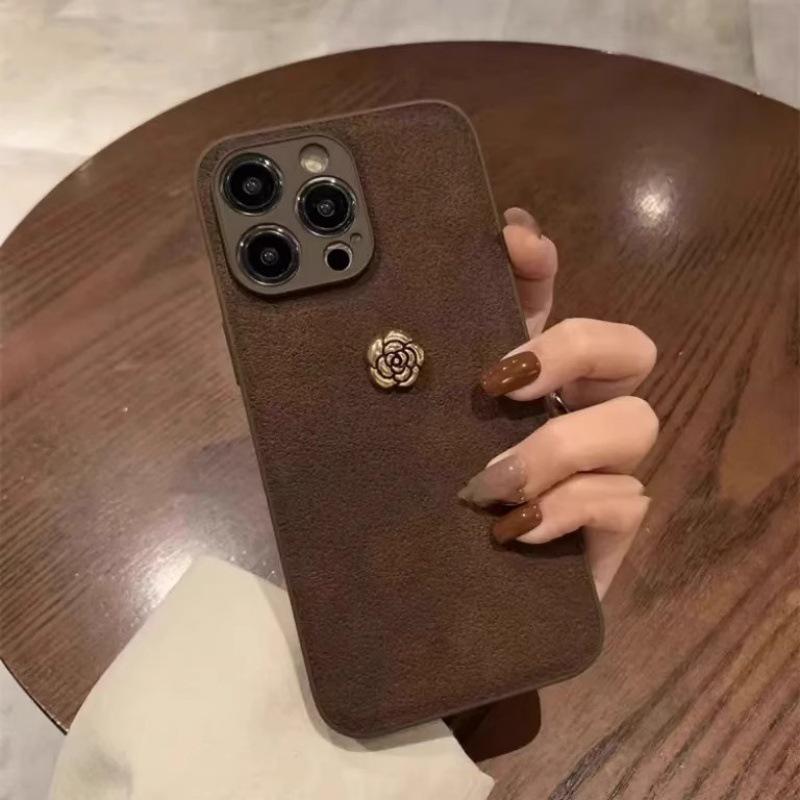 Kožený nárazuvzdorný kryt Camellia pro Apple iPhone 11/12/13Pro/14ProMax