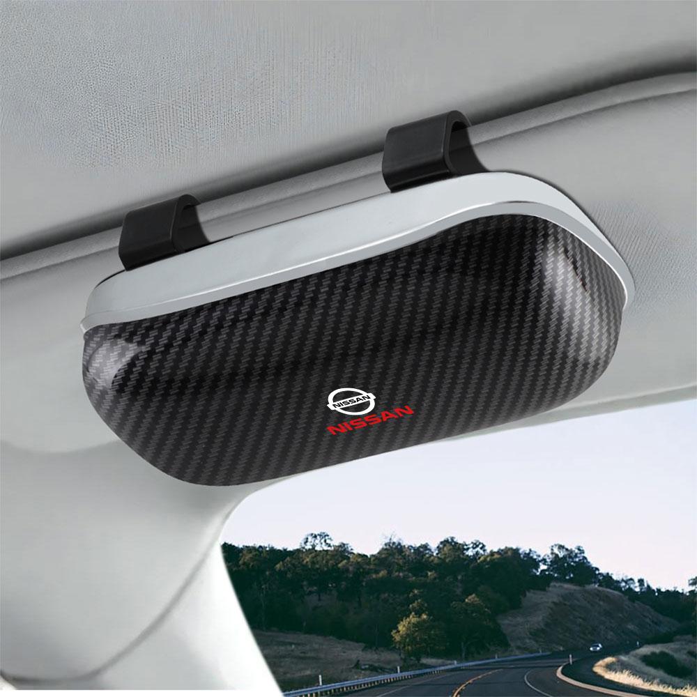 For Nissan AHA1Car Sun Visor Glasses Clip Box Flocked Inner Scratch-resistant Glasses Protection Box For Nissan Nismo X-Trail Qashqai Valve Cap