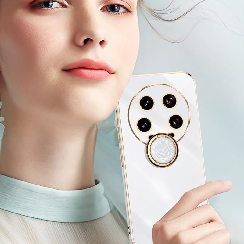 XINLI For Xiaomi 14 Ultra TPU Case Electroplating Phone Cover with Ring Holder Kickstand