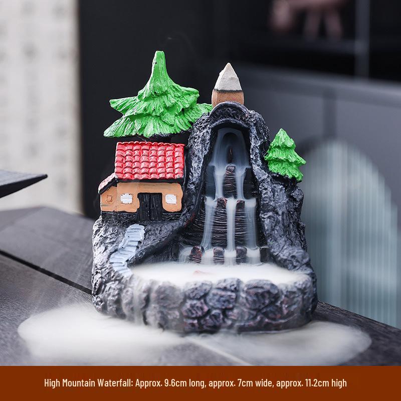 High Mountain Flowing Water Resin Incense Burner - Sandalwood & Agarwood Indoor Decor