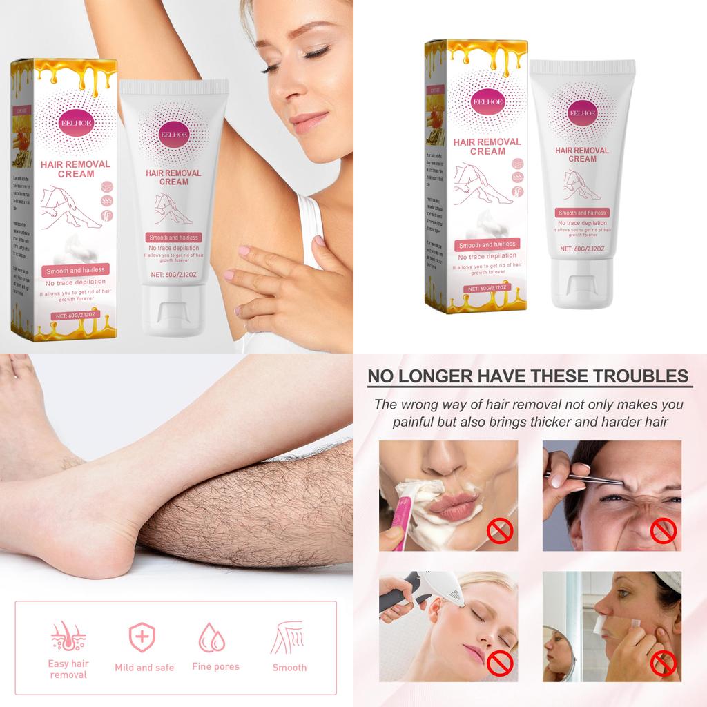 Eelhoe Gentle Hair Removal Cream For Smooth Hydrated Skin Ideal For Face And Body
