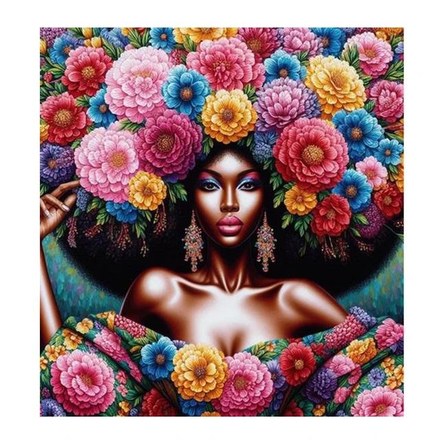 Flowers African Women Diamond Mosaic Sale Full Square Round Diamond Painting DIY Embroidery Picture Of Rhinestones Art