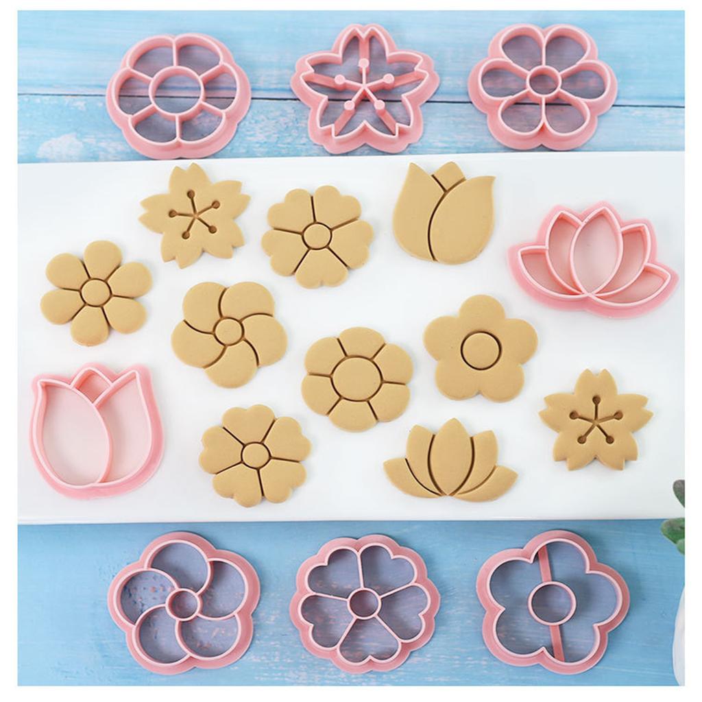 Sada 8 vykrajovátek na sušenky ve tvaru květiny, formičky na sušenky, vykrajovátka na pečení, plastové formičky na embosování sušenek pro kuchyňské pečení