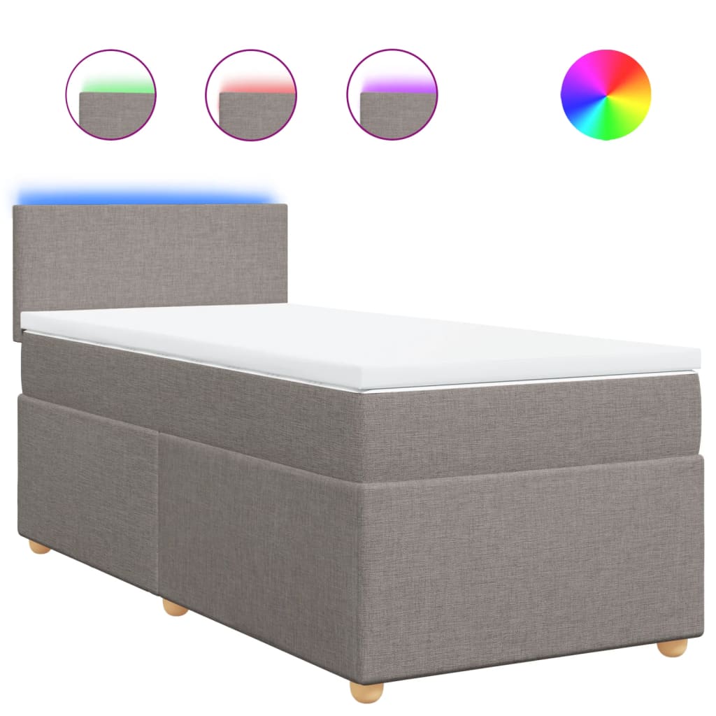 Vidaxl Kontinentalbett Mit Matratze, Taupe, Stoff, 90X190 Cm