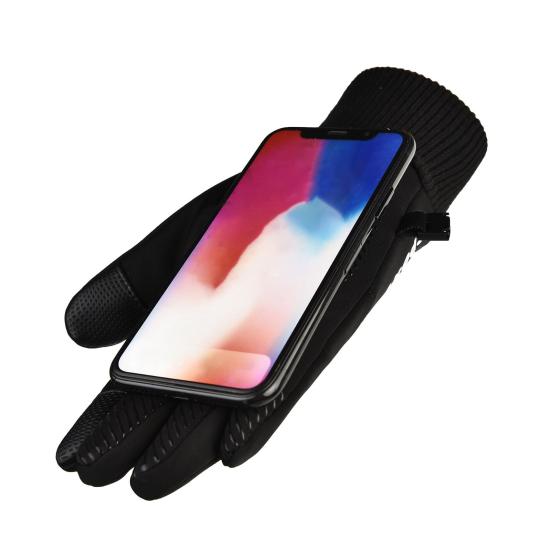 1 Pair Unisex Gloves Fleece Lined Touch Screen Windproof Solid Color Waterproof Cycling Fishing Skiing Gloves for Outdoor