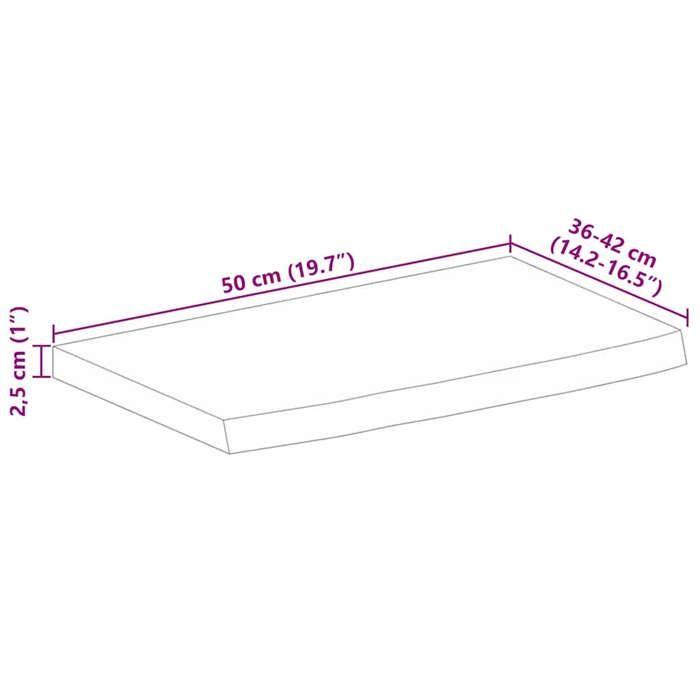 VidaXL Dessus de table 50x40x2,5 cm bord vivant bois massif manguier, dessus de table en bois, dessus de table d'appoint, 370343