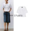 Spring and Summer Women Clothes Laminated Decoration Lower Leveling Lapel Elastic Trench Coat Fabric Short Sleeve Shirts 2748250