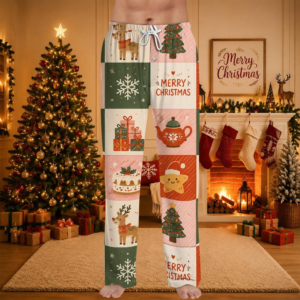 Men's Christmas Printed Pajama Pants for Casual Sleep