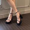 Fashion 2025 Elegant and stylish NEW Spring Summer Platform Thick Heel Sandals Buckle Show Shoes Open Toe Strap High Heels Rubber Sole