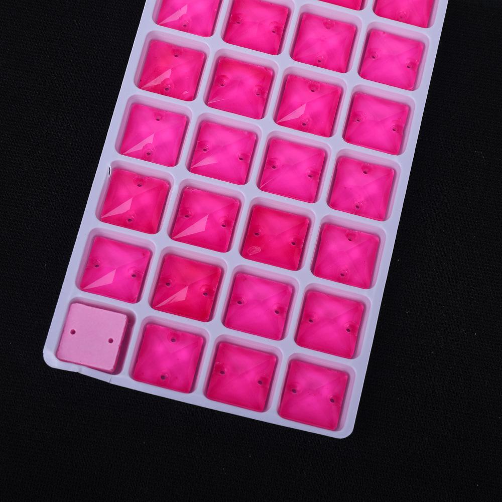 Crystal Glass Hand Sewn Drill, Square Fluorescent Flat Bottom Mocha Neon Dopamine Rhinestone Diy Clothing Accessories