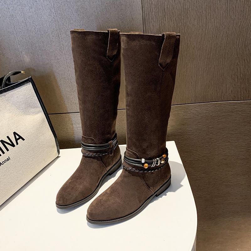 

Yang Mi s same knight boots boots 2025 new popular stacking boots early autumn wear temperament high-end women s boots 40 коричневый