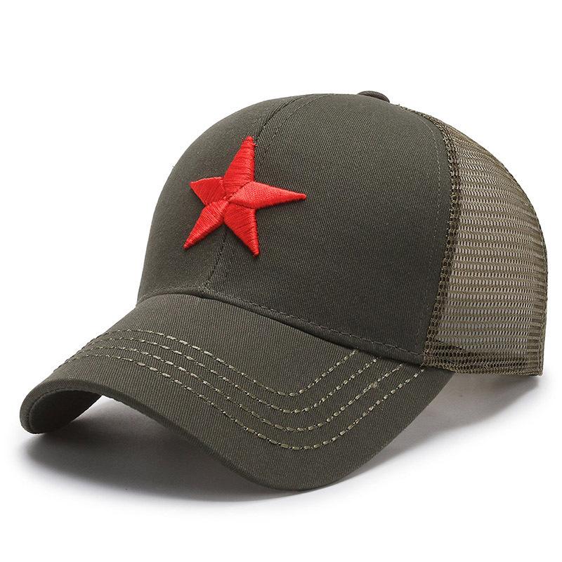 Spring and summer breathable sunshade baseball cap men's camouflage pentagram embroidery mesh hat outdoor leisure cap women