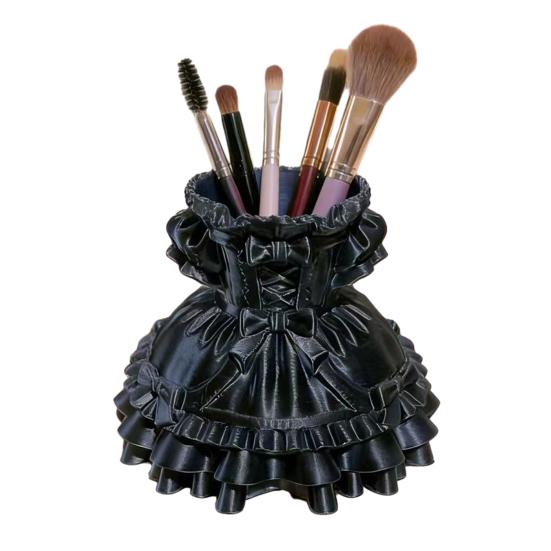3D Printed Dress Shape Pen Holder, Cute Desk Organizer for Makeup Brushes Stationery, Creative Home Office Decor