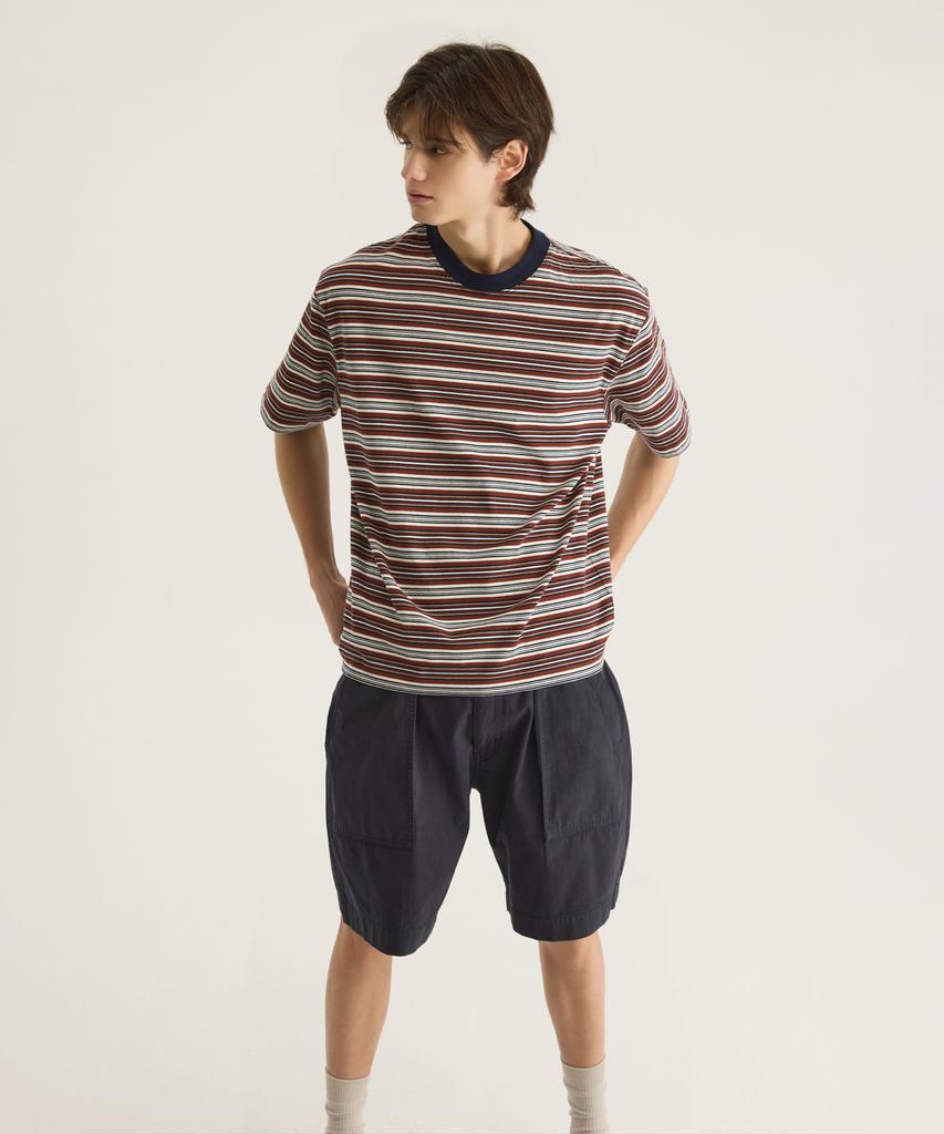 Oteumilkape Garment Dyed Broken Twill Fatigue Shorts - Navy