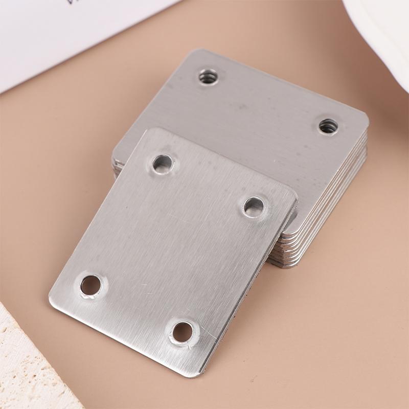 10Pcs Straight Four Hole Fixed Angle Bracket Stainless Steel Right Angle Bracket Furniture Fasteners Wood Shelves Cbinets