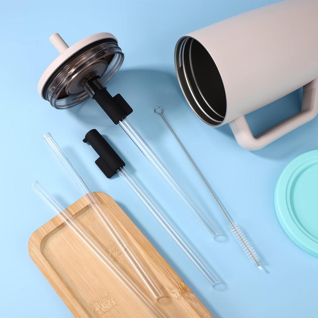 Tumbler Straw Set for Brümate Era 40oz Tumbler, Include 2pcs Tumbler Straw Cover Cap 4pcs Reble Tumbler Straw Replacement 1pcs Straw Cleaner Brush
