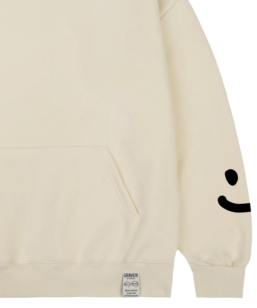 [Unisex] Multi Smile Drawing Hoodie_Cream/Black Logo