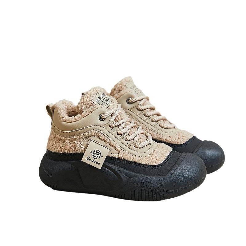 Snow boots women's 2025 new winter women's shoes piled thickened high-top shoes soft sole non-slip warm casual cotton shoes