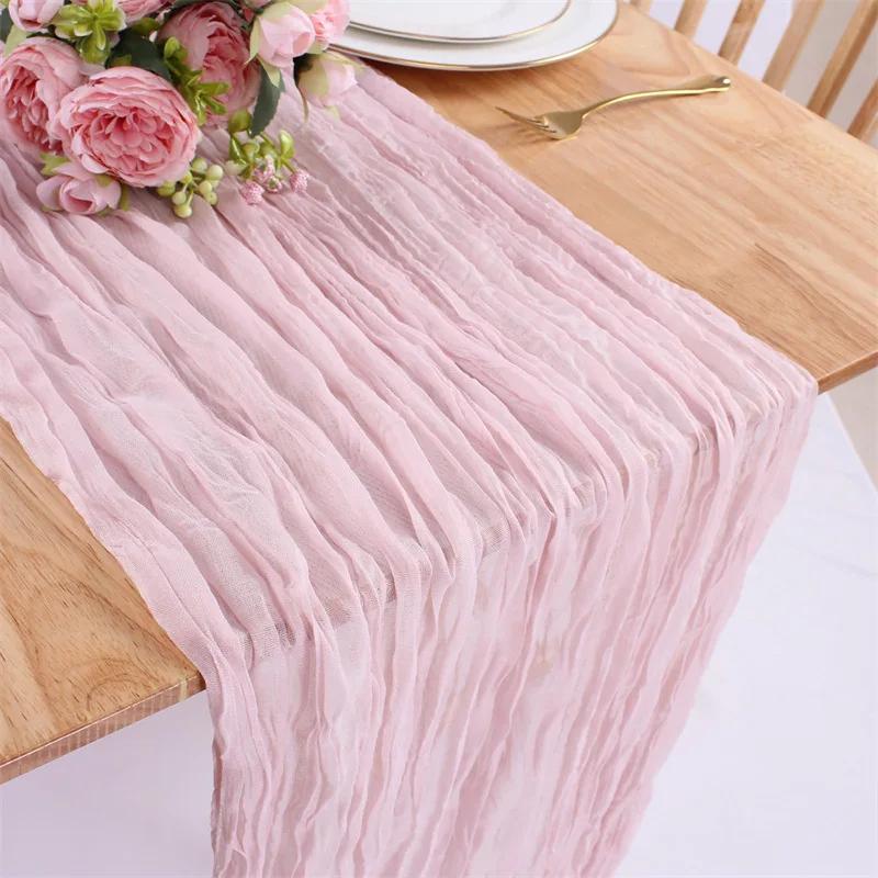 20/10/6 Pcs Cotton Gauze Table Runner Wedding Decoration Sage Green Cheesecloth Tablecloth Wedding Party Bridal Shower Decor