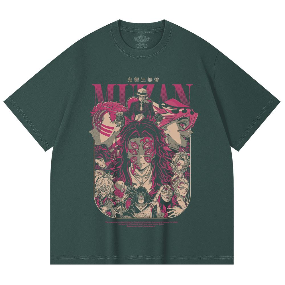 230 g/m² 100% Baumwolle Demon Slayer V21 Dämonen Print Unisex Schweres Baumwoll-T-Shirt