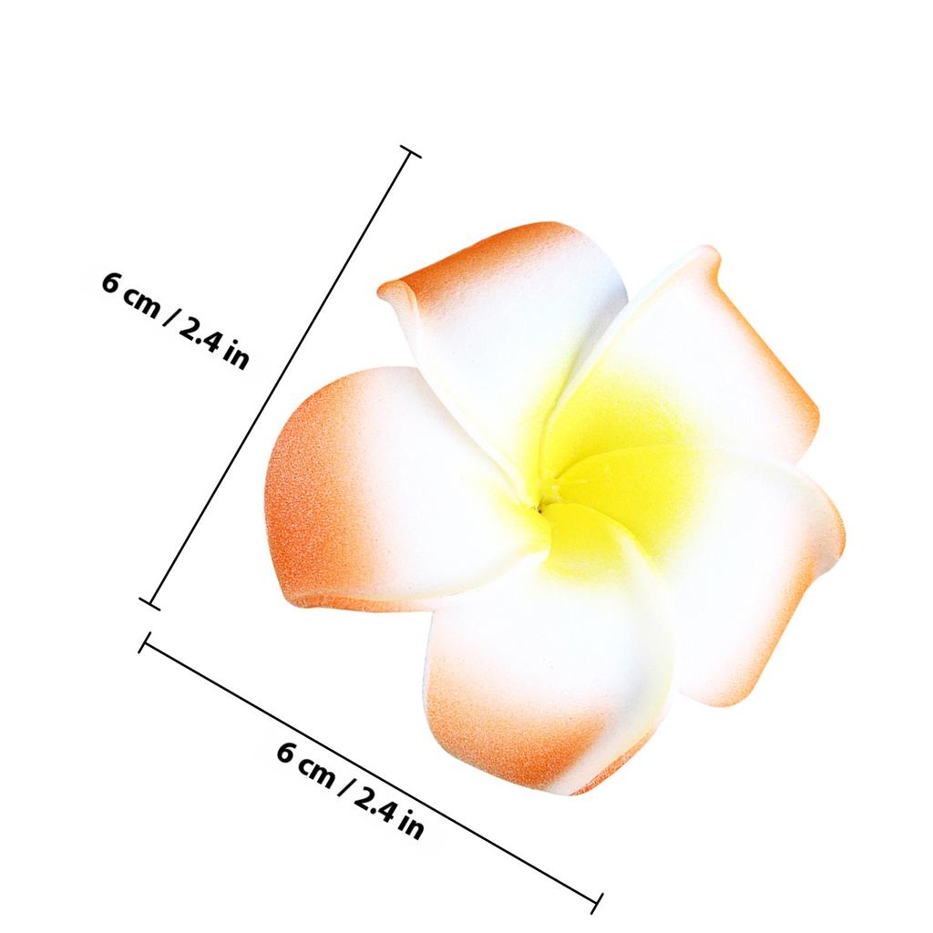 100Pcs 6Cm White Foam Flower Set Artificial Plumeria Hawaiian Frangipani for Wedding Party Decoration DIY Hair Accessories Beads