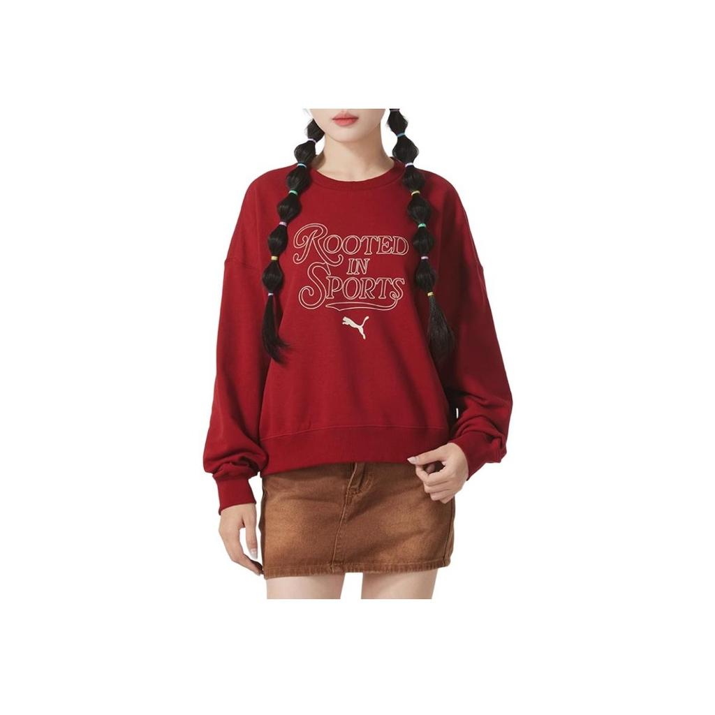 Puma Sports Lifestyle Collection FW24 Letter Logo Print Comfortable Casual Versatile Sweatshirt Women sweatshirt Red 630952-13