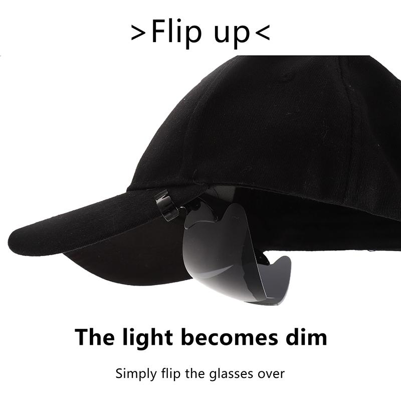 1 unidad de gorra con clip ajustable para gafas de sol deportivas, cubierta abatible con protección UV, gafas de sol polarizadas con clip para gorra, gafas de ciclismo