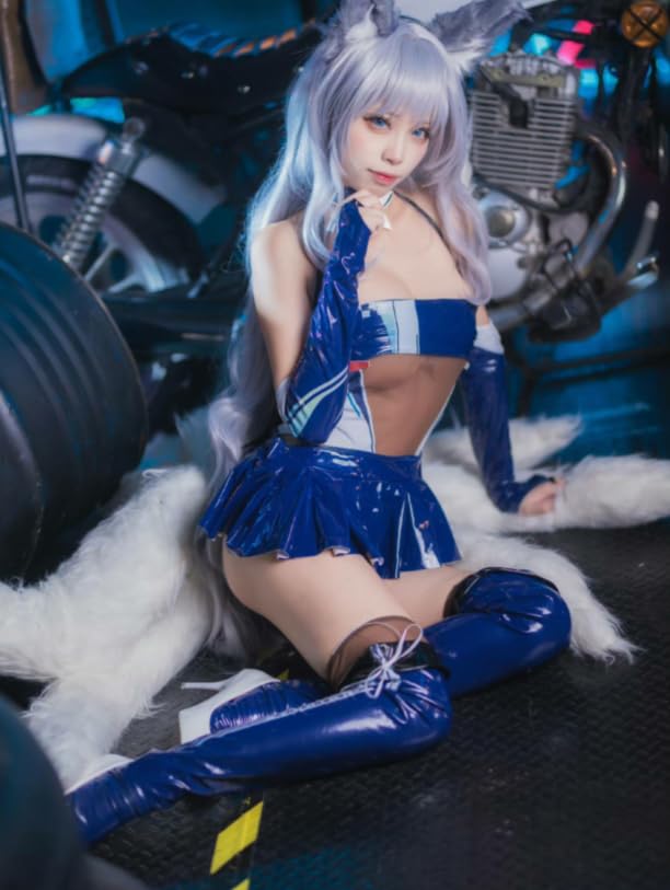 [Pupubanbanya] Kostium z PU w kolorze lawendowym Shinano do sesji zdjęciowych, na Halloween, Boże Narodzenie, Rozmiar L+