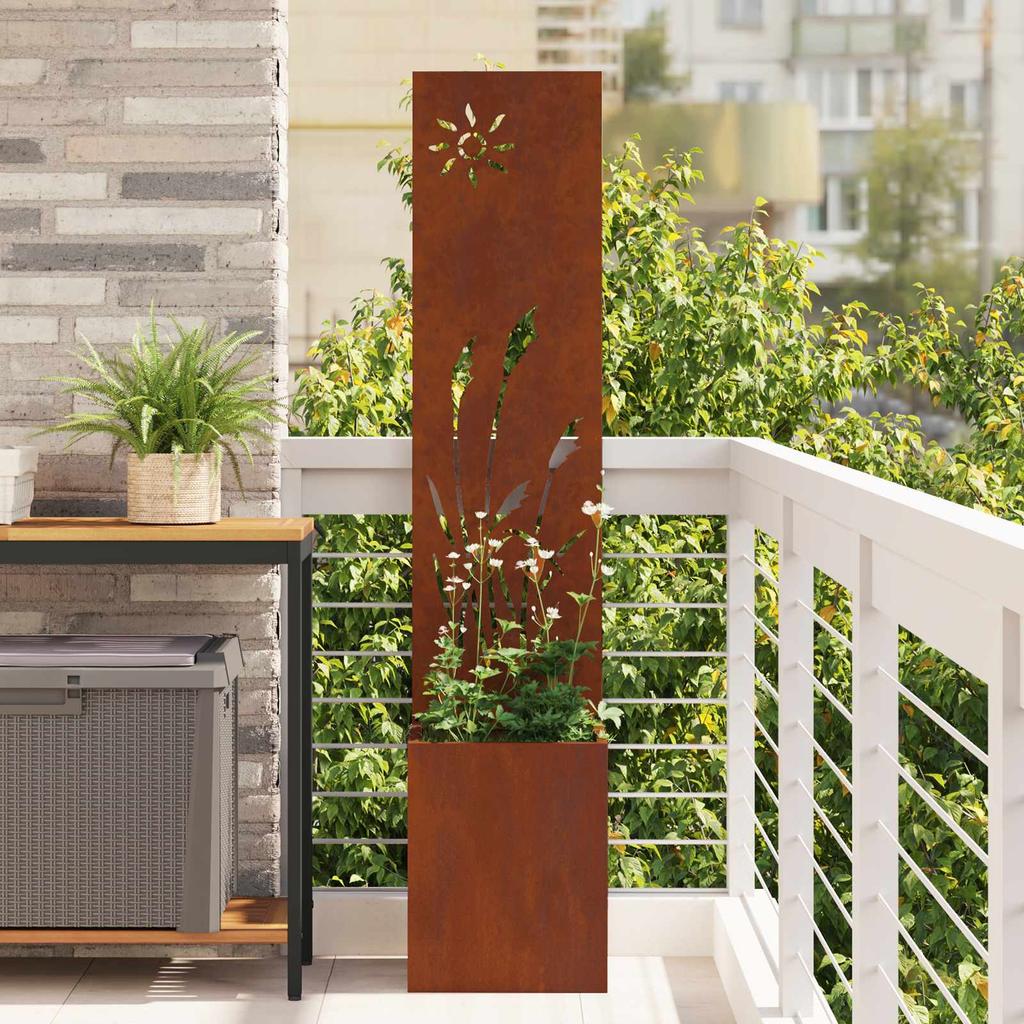 Garden Privacy Screen Canvas Rusty 32 X 140 Cm Weatherproof Steel
