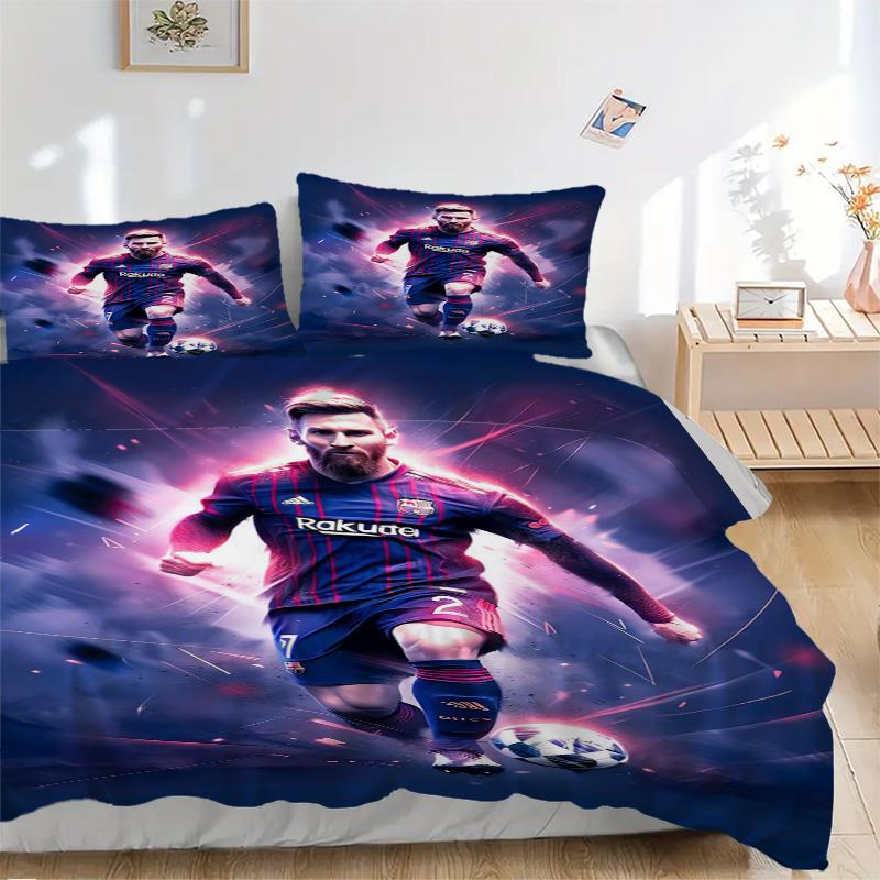 Barcelona Fc Player Action Print 3Pcs Bedding Setduvet Cover With 2 Bedropillowcase Home Birthday Gift