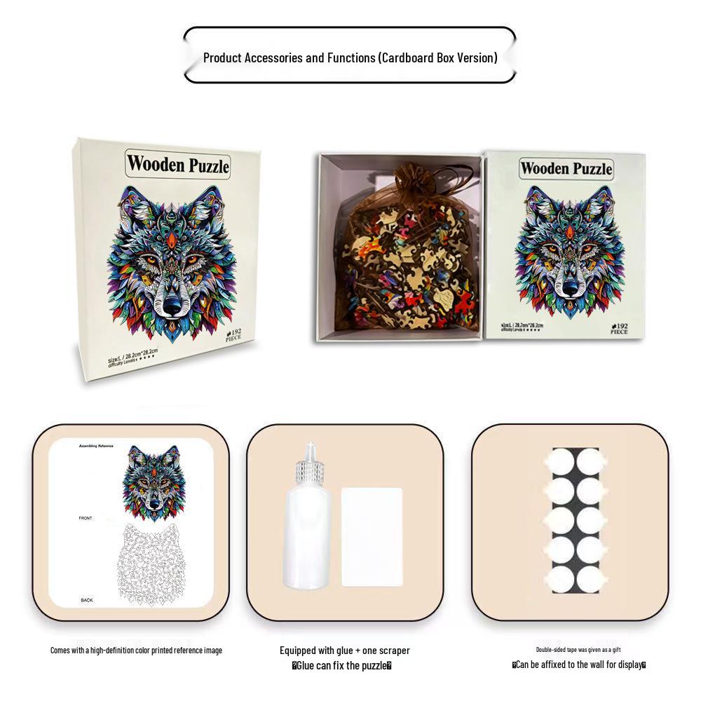 HOOLOOG Wolf Totem Wooden Irregular Shape Jigsaw Puzzle & Money Box Toy