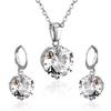 Titanium Steel Round Crystal Rhinestone Necklace And Earrings Set Fashion Jewelry Two Piece