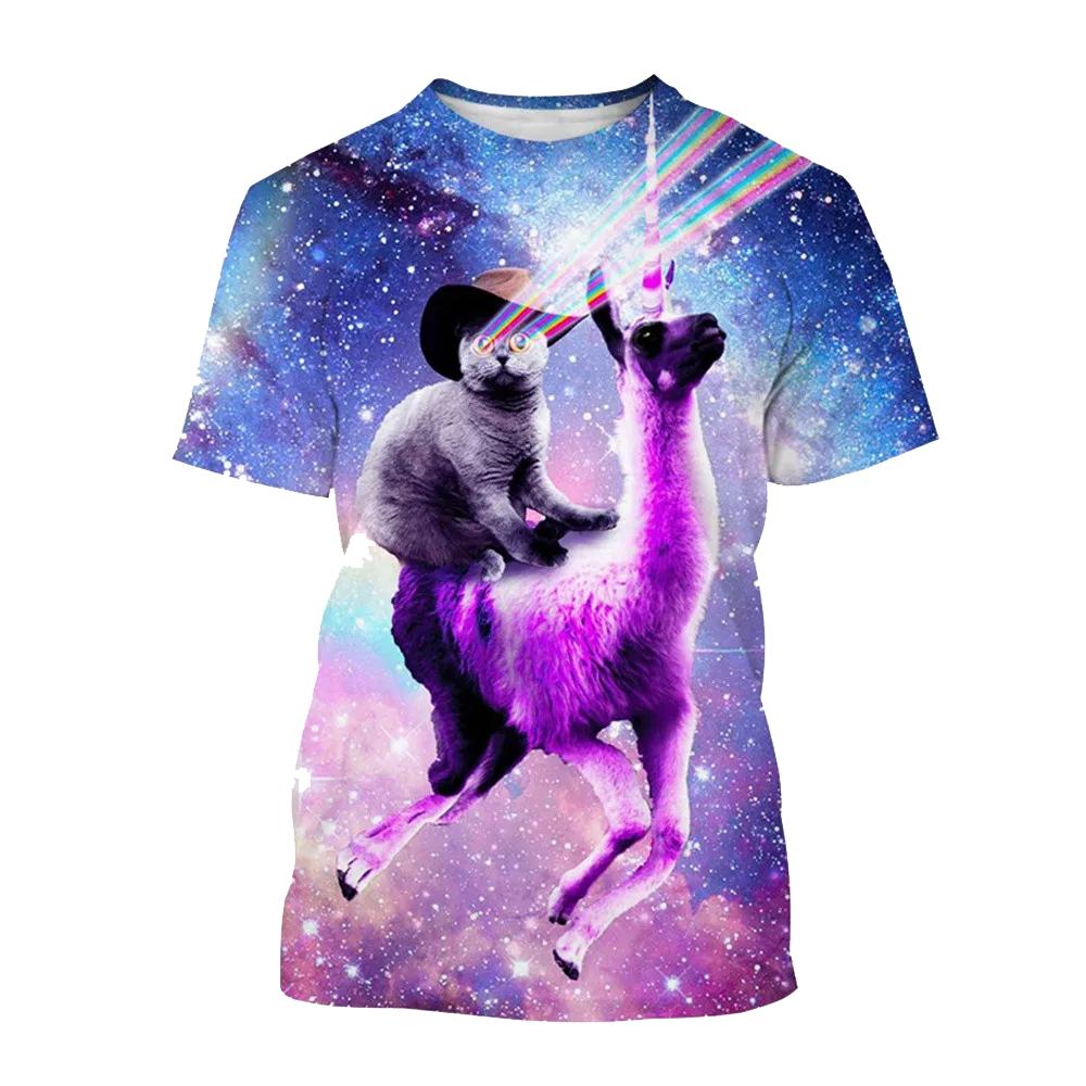 Men's T-shirts Cartoon Laser Pizza Cat Art 3D Print Anime t shirt Men Women Short Sleeve O-Neck Tees Casual Street Y2k Tops