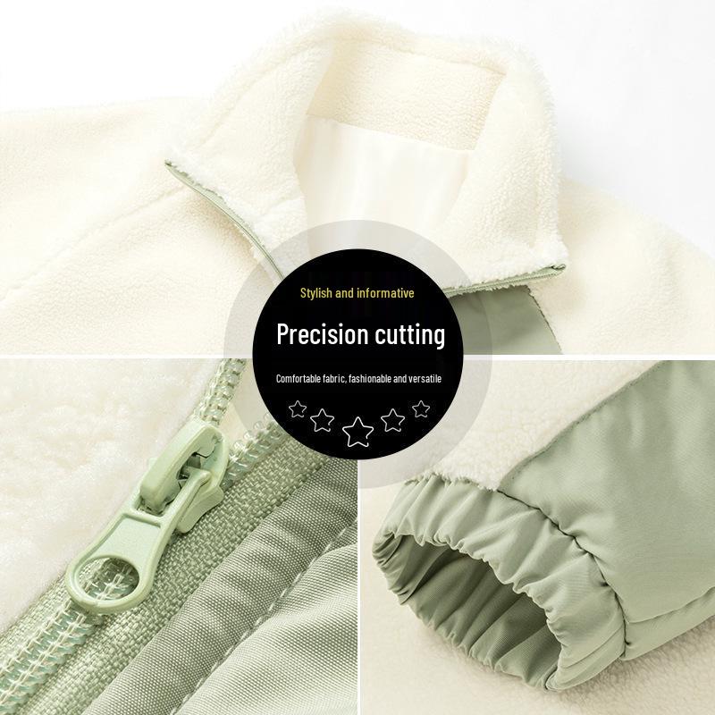 Men's 2025 Autumn/Winter Hong Kong Style Lambswool Jacket - Trendy Student Versatile Plus Velvet and Thick Cotton Padded Jacket