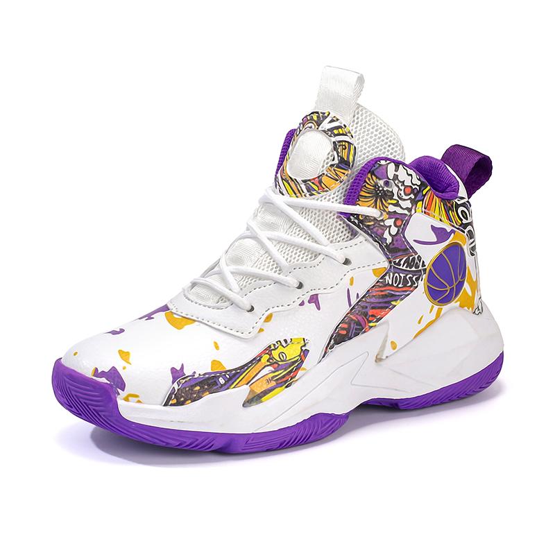 New Children High Top Sneaker Leather Sports Shoes for Boy Kids Comfort Anti-slip Basketball Shoes Outdoor Walking Sneaker